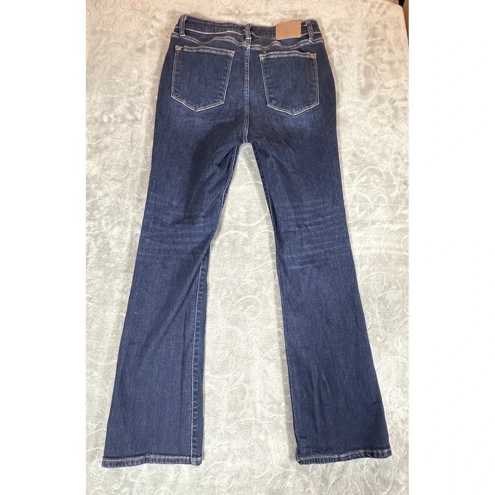 Judy Blue Jeans Womens 15 32 Bootcut Mid Rise Dark Wash Whiskered Stretch Denim